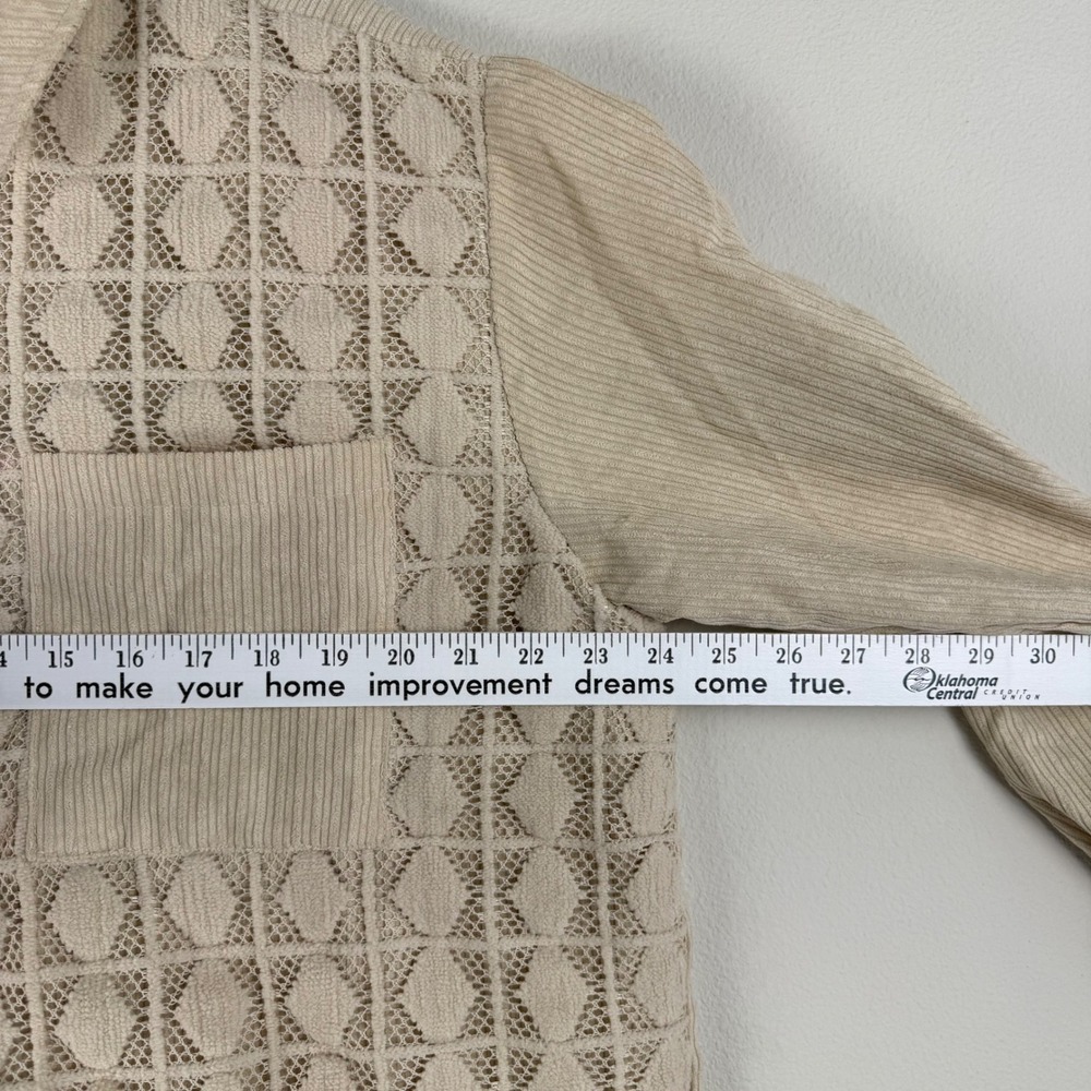 Davi & Dani Beige Corduroy Lace Trim Button Front Shirt Jacket Womens XS NEW - Picture 8 of 9